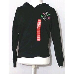 Wicked Embroidered Black Zip Up Women's Hoodie New Size XS